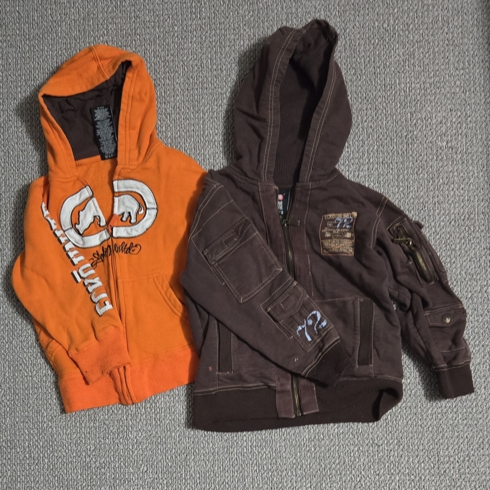 Very Worn but Still Cute Ecko Unlimited Kids' Orange and Brown Hoodies